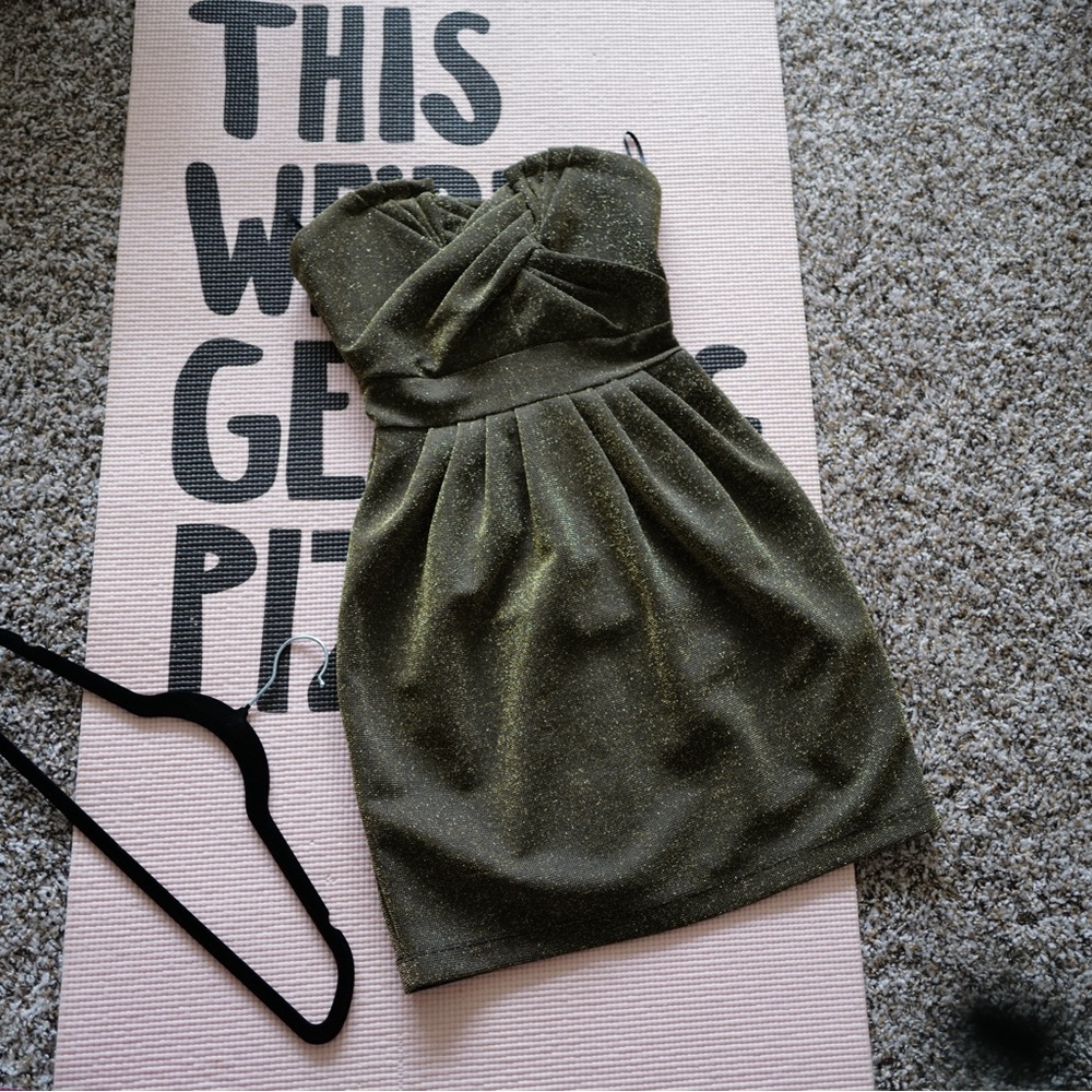 H&M Strapless Glittery Green Dress